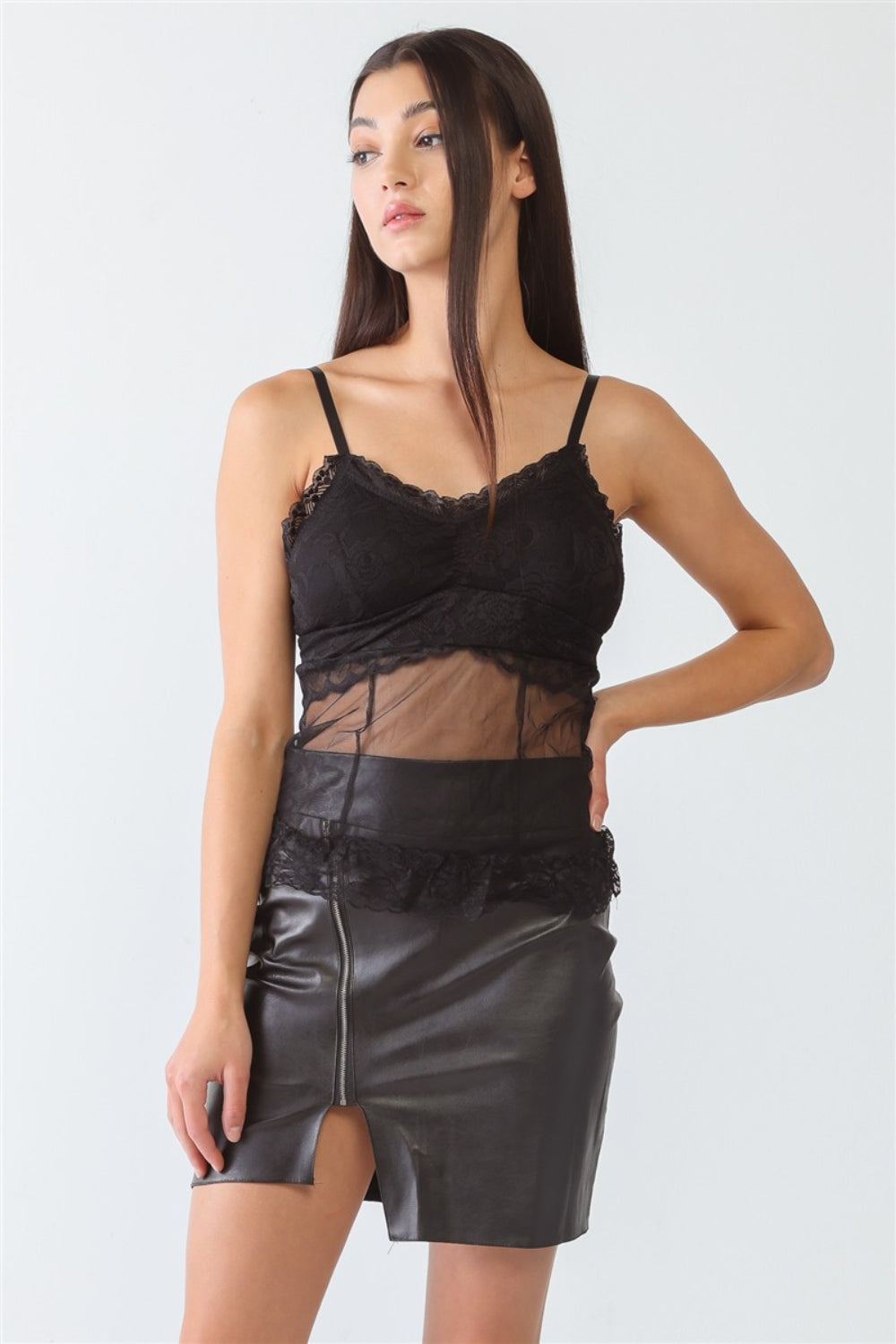 FASHION4YOU Sheer Mesh Lace Push-Up Bustier