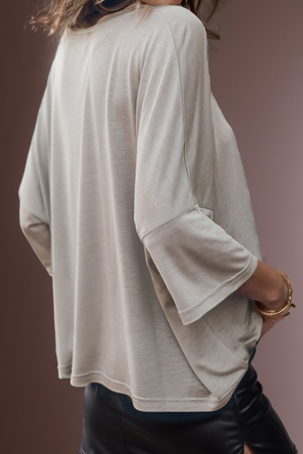 Round Neck Three-Quarter Sleeve T-Shirt