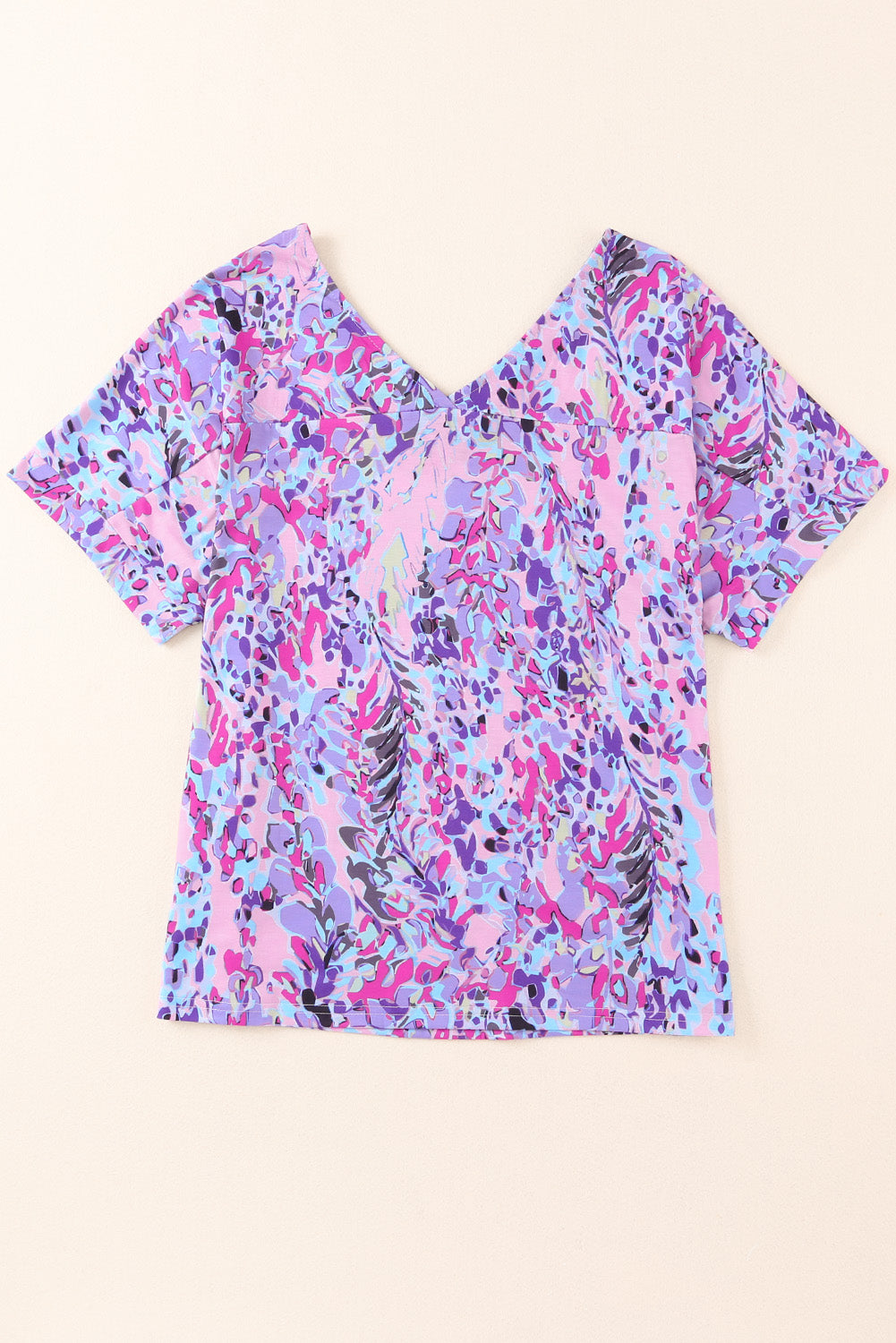 Printed V-Neck Short Sleeve T-Shirt