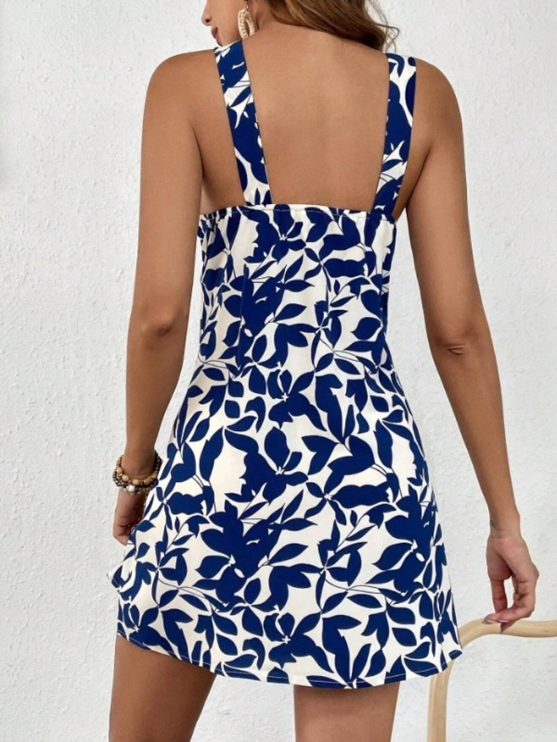 Printed Grecian Neck Mini Dress