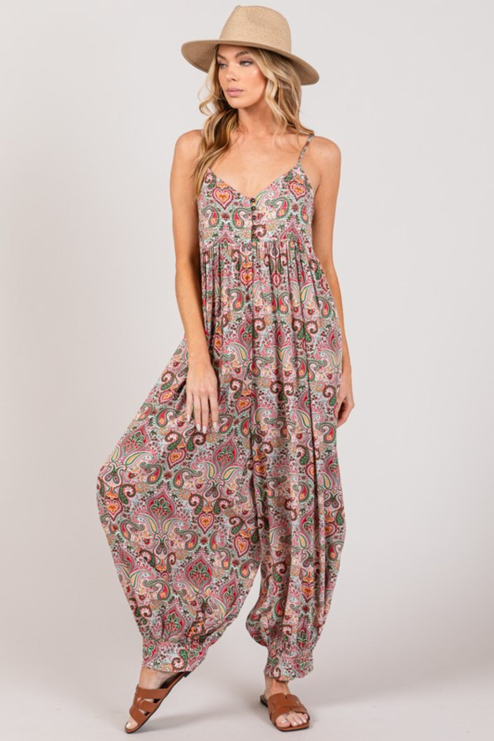 SAGE + FIG Multi Paisley Print Sleeveless Jumpsuit