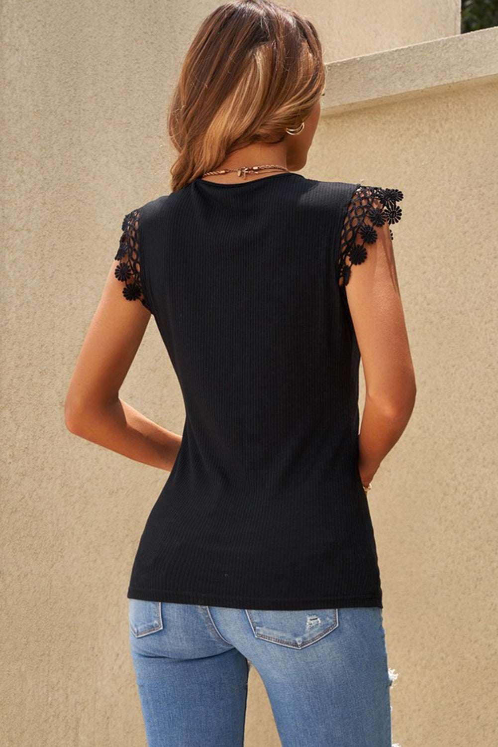 Lace Detail Cap Sleeve Blouse