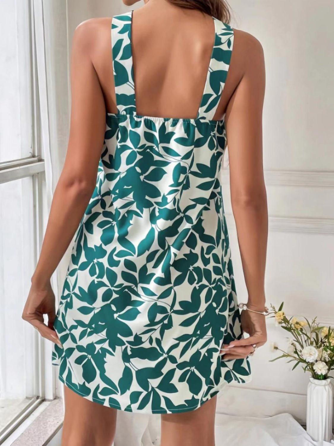 Printed Grecian Neck Mini Dress