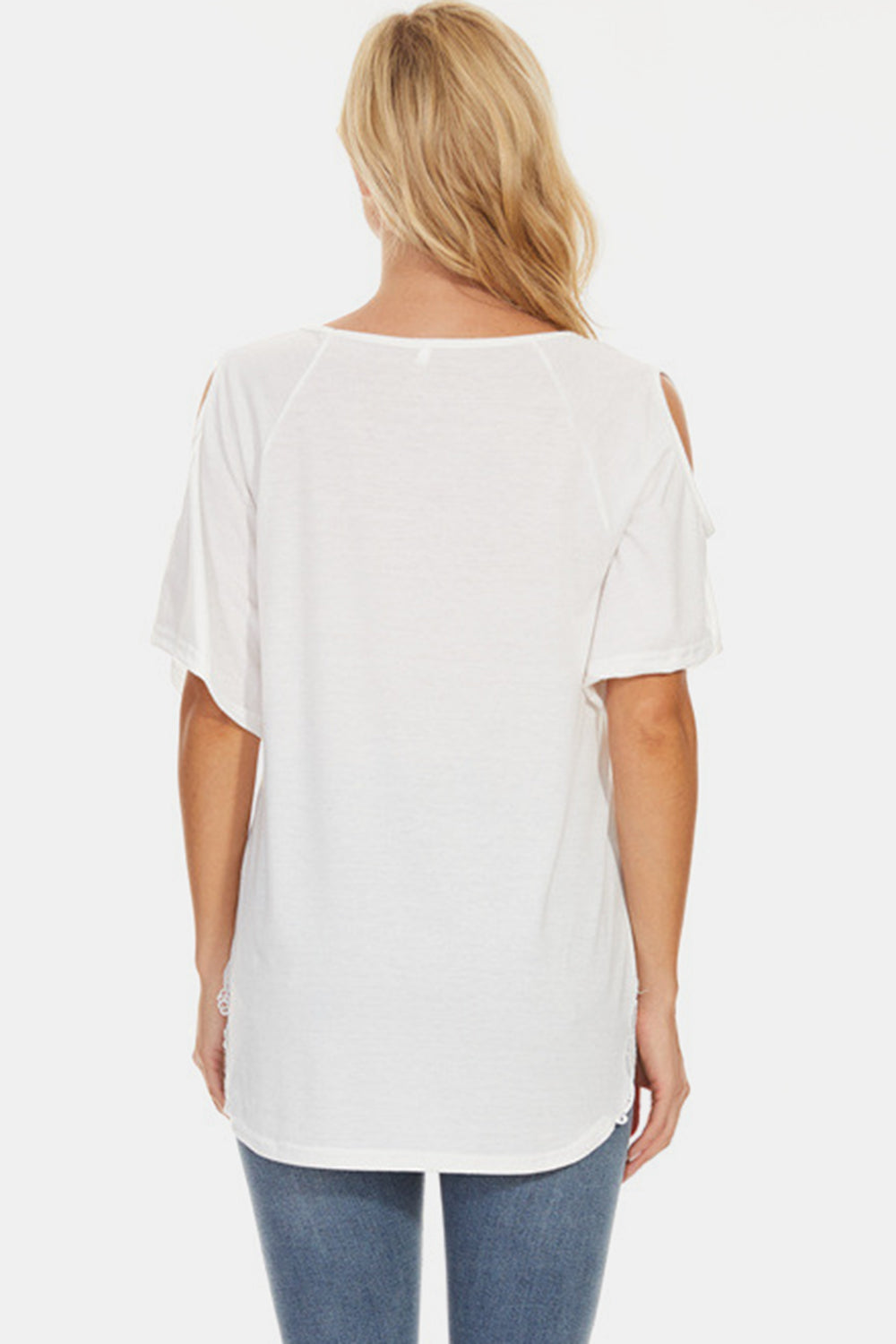 Cutout V-Neck Short Sleeve T-Shirt