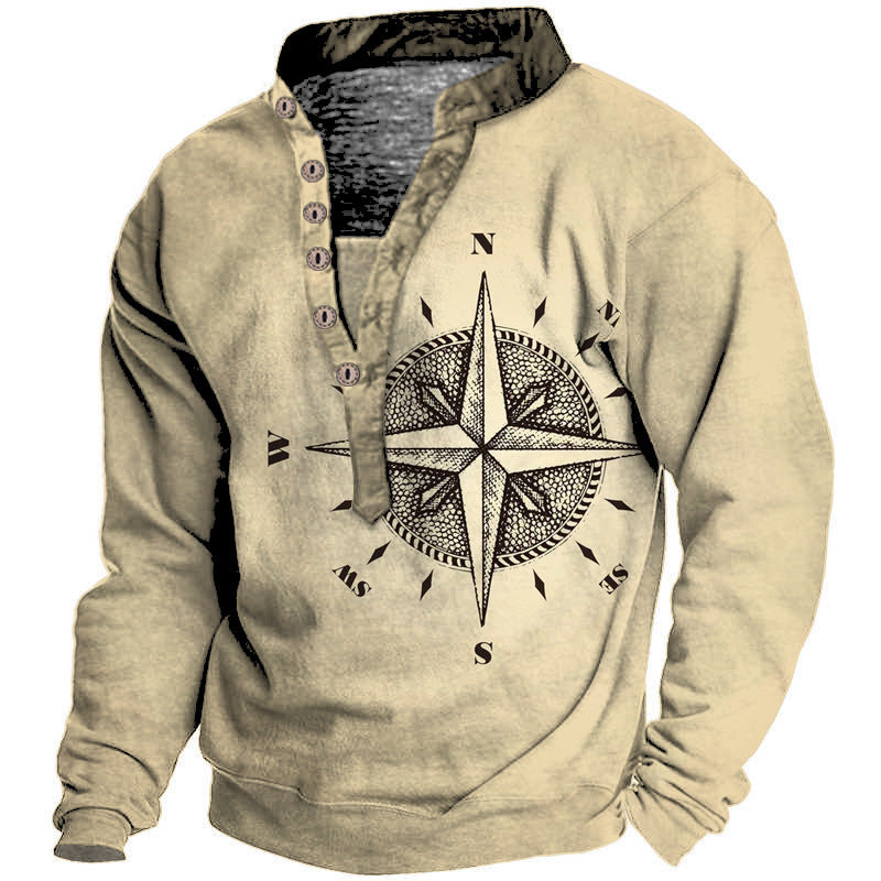 Men's Arrow Compass Print Long Sleeve T-Shirt